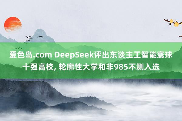 爱色岛.com DeepSeek评出东谈主工智能寰球十强高校， 轮廓性大学和非985不测入选
